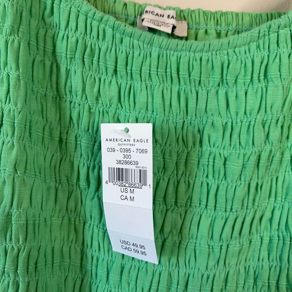 American Eagle Green Sleeveless Smocked Mini Summer Dress Size Medium - Picture 6 of 9